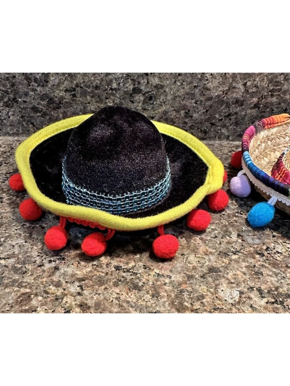 2 Mini Sombrero Hats Cinco De Mayo Pet Dog Doll Costume Party Prop